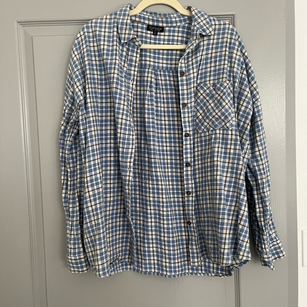 Top shop blue and white flannel